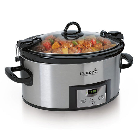 6 Quart Programmable Slow Cooker – Cook & Carry Model with Digital Timer, Stainless Steel Housing