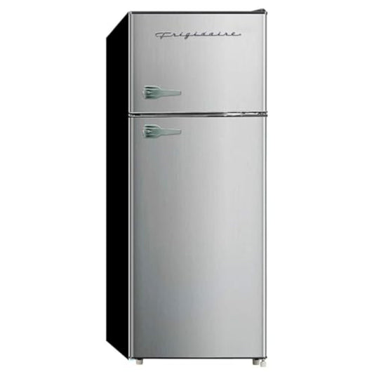7.5 Cu Ft 2-Door Apartment Refrigerator Freezer Combo – Platinum Stainless Steel, Compact Size