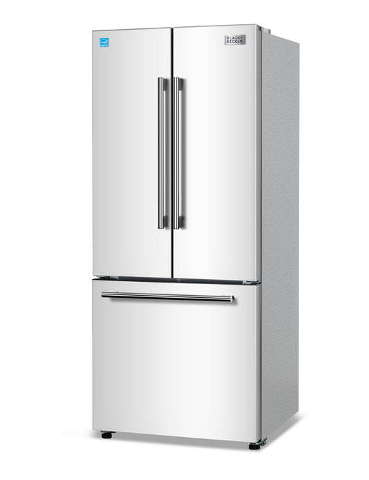 16 Cu Ft French Door Refrigerator with Ice Maker – Bottom Freezer, Energy Efficient, White