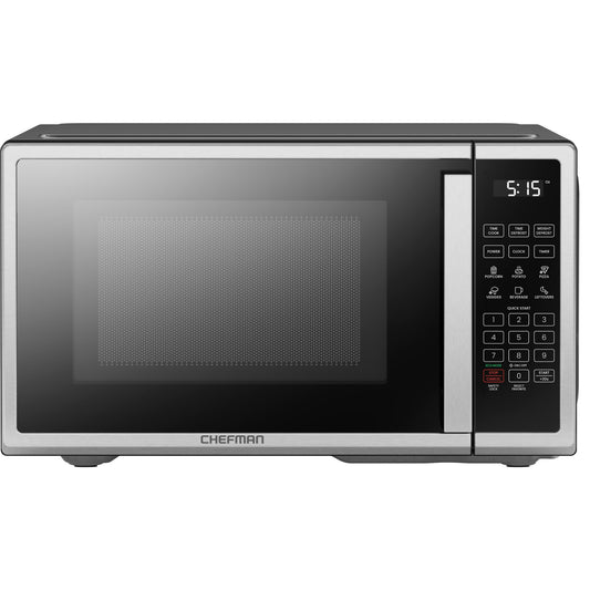 1.1 Cu Ft Digital Countertop Microwave – 1000W, Stainless Steel, 6 Auto Menus, Eco Mode, Child Safety Lock