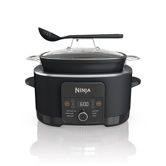8.5 Quart 6-in-1 Multi-Cooker – Sous Vide, Slow Cooker, Dutch Oven, Oven Safe Pot, Glass Lid & Spoon, Black