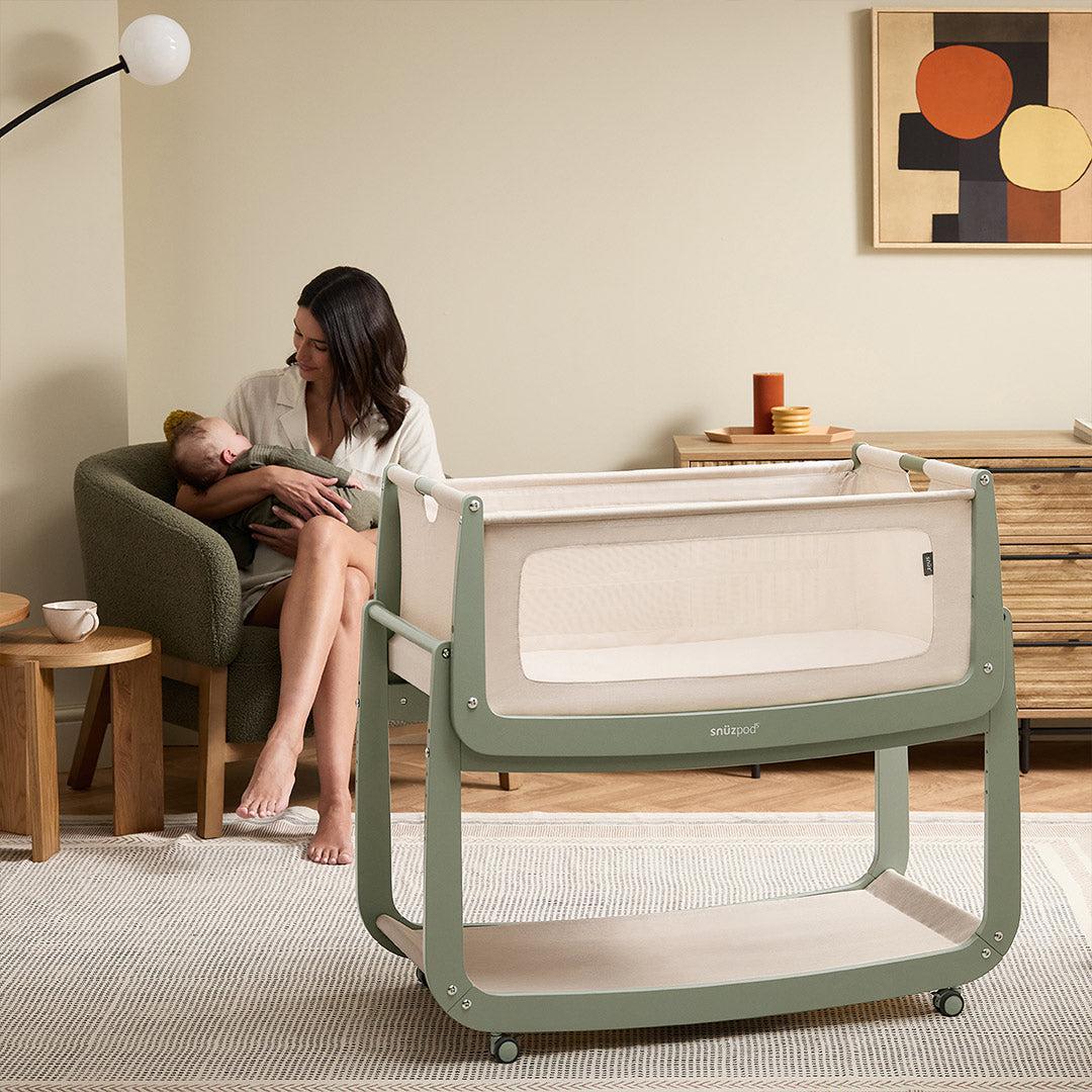 SnuzPod5 Bedside Crib - Sage