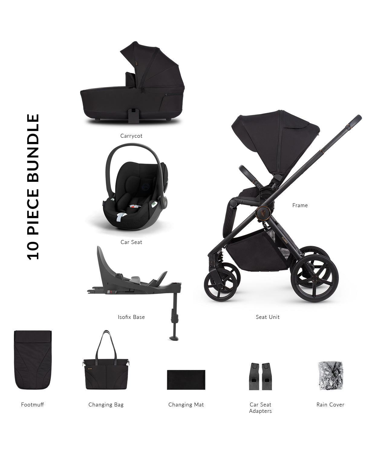 Venicci Claro 3 in 1 including Cloud T & Base  - Noir